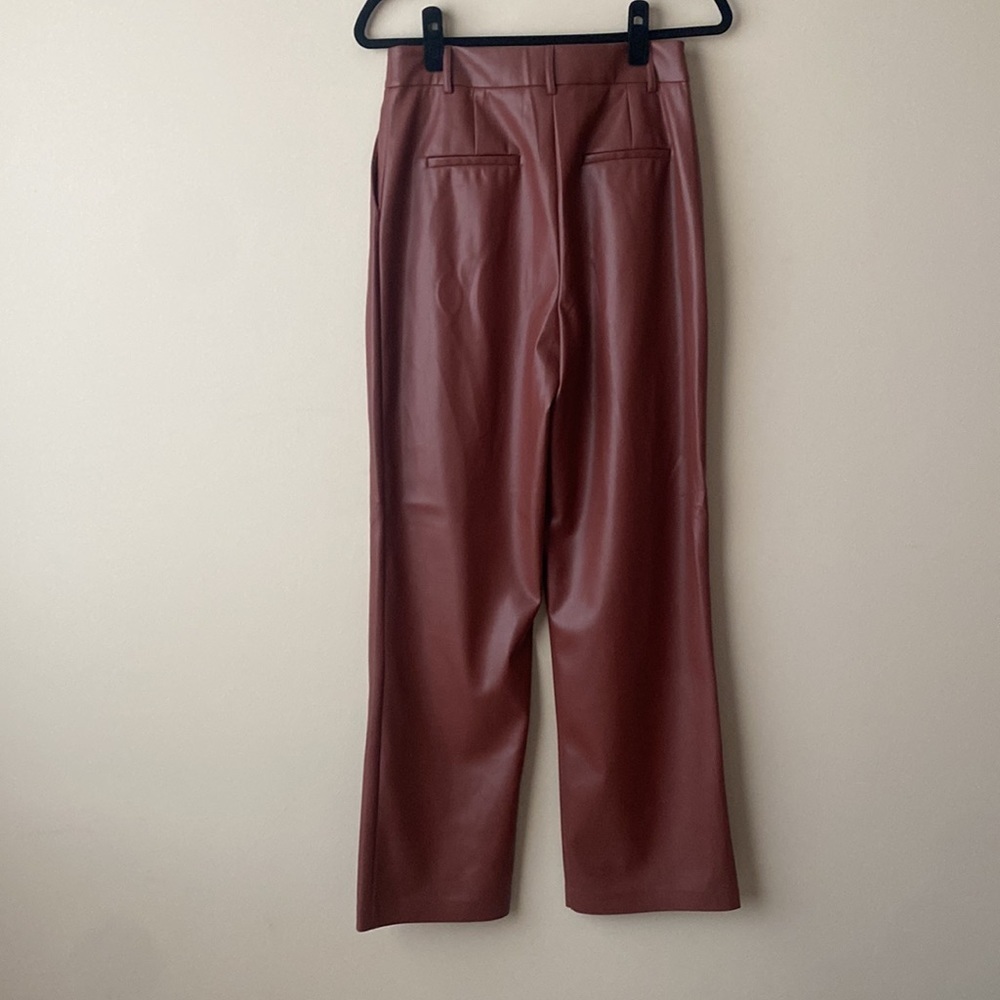 Revolve House of Harlow 1960 High Rise Faux Leather Straight Leg Trouser Pants 4 - Picture 3 of 10